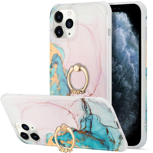Marble Design Ring Stand Case Geometric Soft Shockproof for iPhone - carolay.co