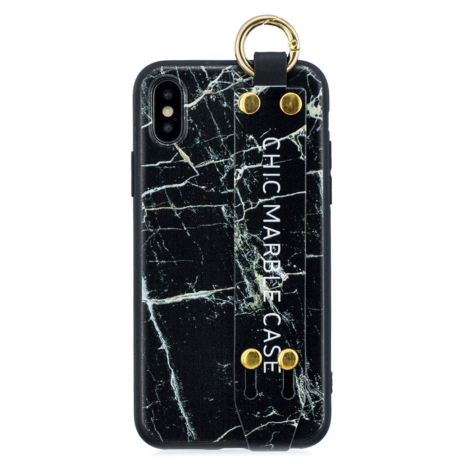 Marble Pattern Leather Wrist Band Stand Cover For iPhone - carolay.co