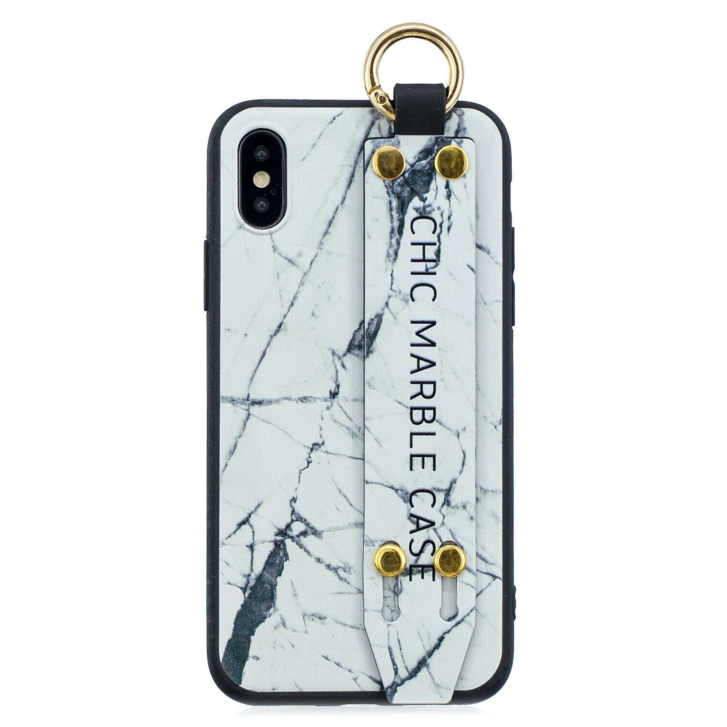Marble Pattern Leather Wrist Band Stand Cover For iPhone - carolay.co