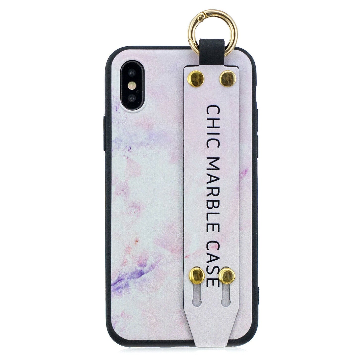 Marble Pattern Leather Wrist Band Stand Cover For iPhone - carolay.co