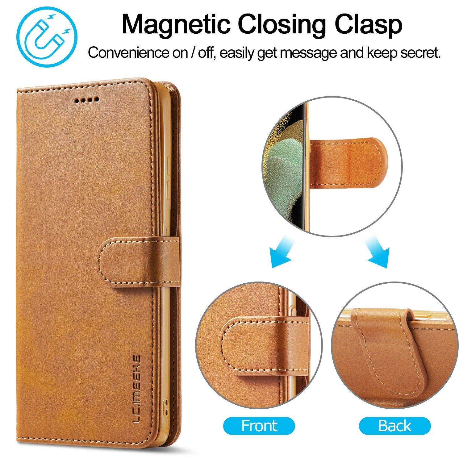 Men's Leather Magnetic Wallet Case for Samsung Galaxy S21 - carolay.co