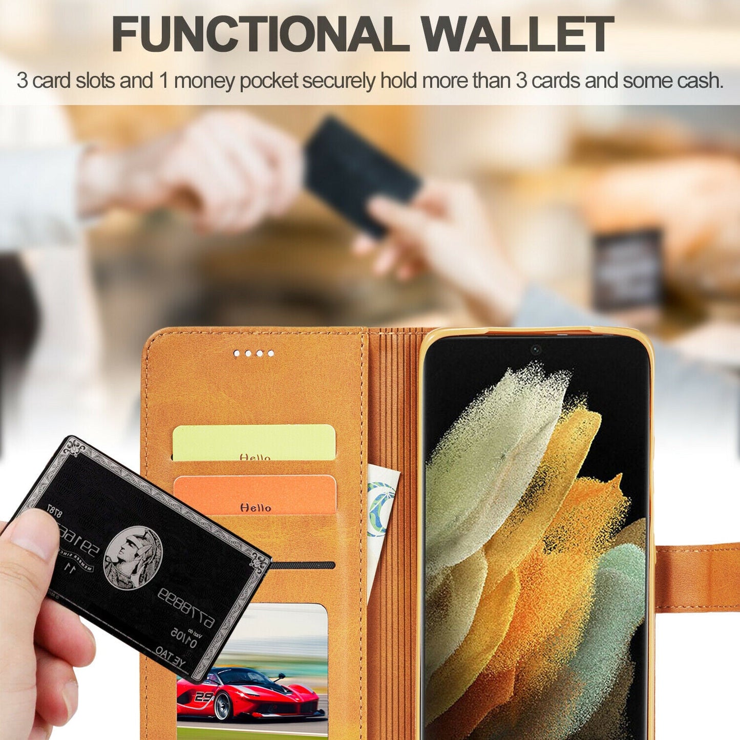 Men's Leather Magnetic Wallet Case for Samsung Galaxy S21 - carolay.co