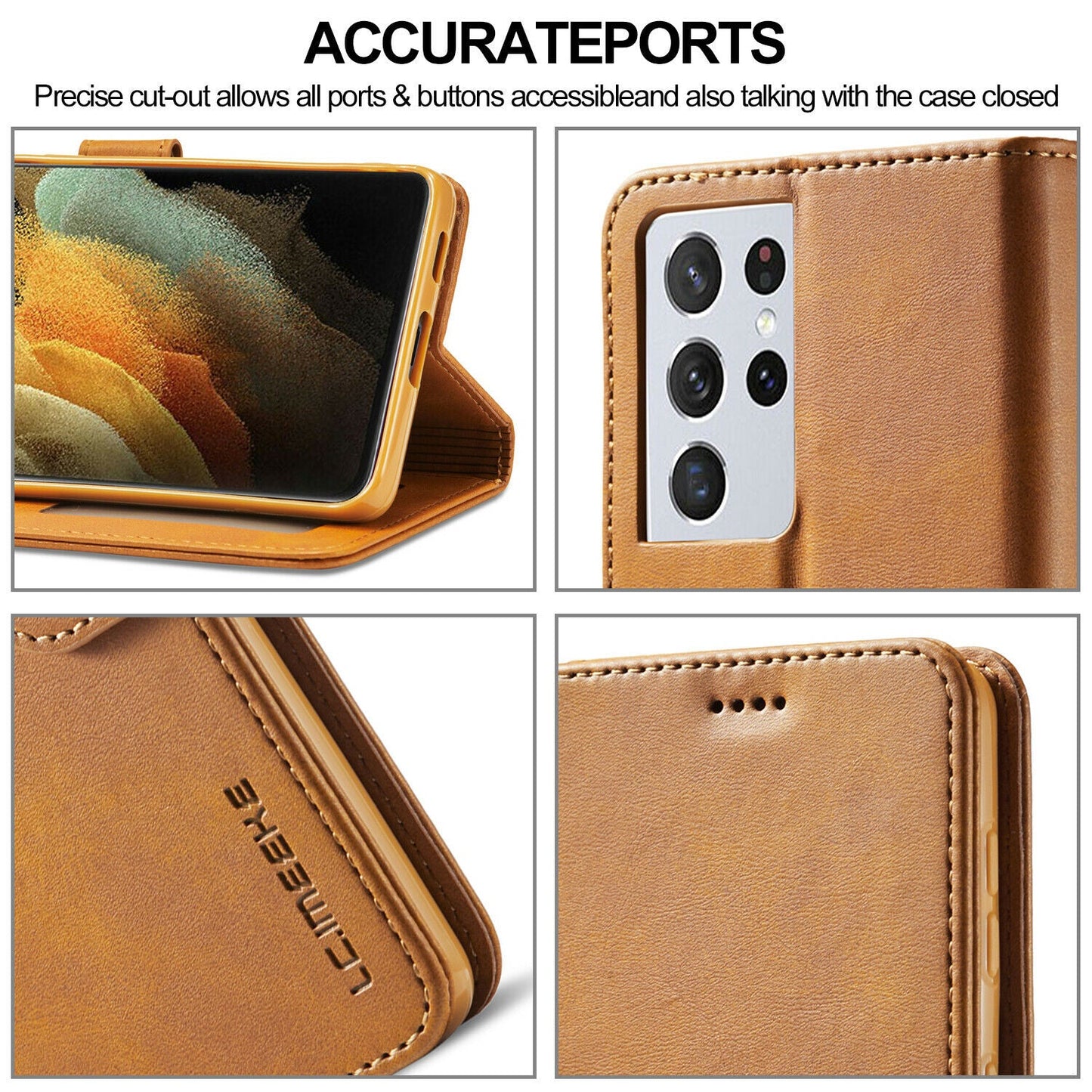 Men's Leather Magnetic Wallet Case for Samsung Galaxy S21 - carolay.co