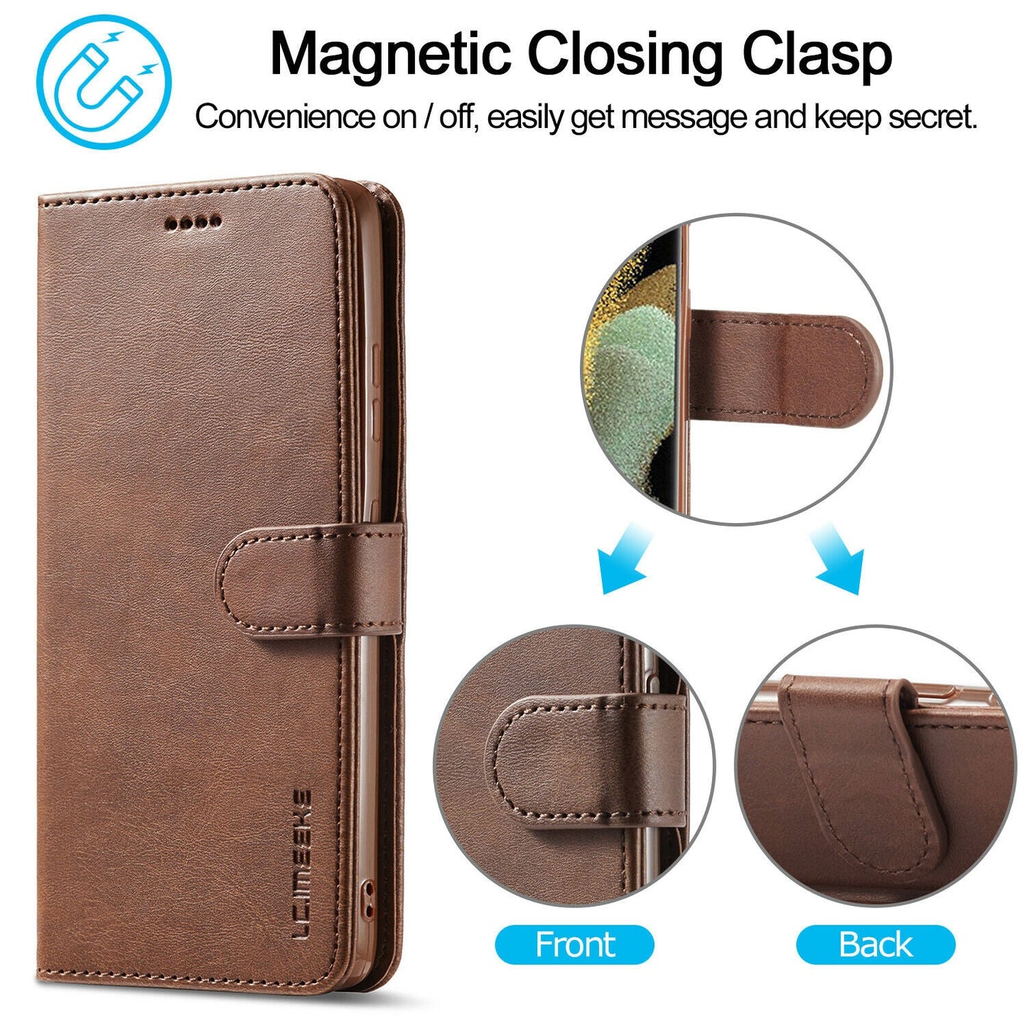 Men's Leather Magnetic Wallet Case for Samsung Galaxy S21 - carolay.co