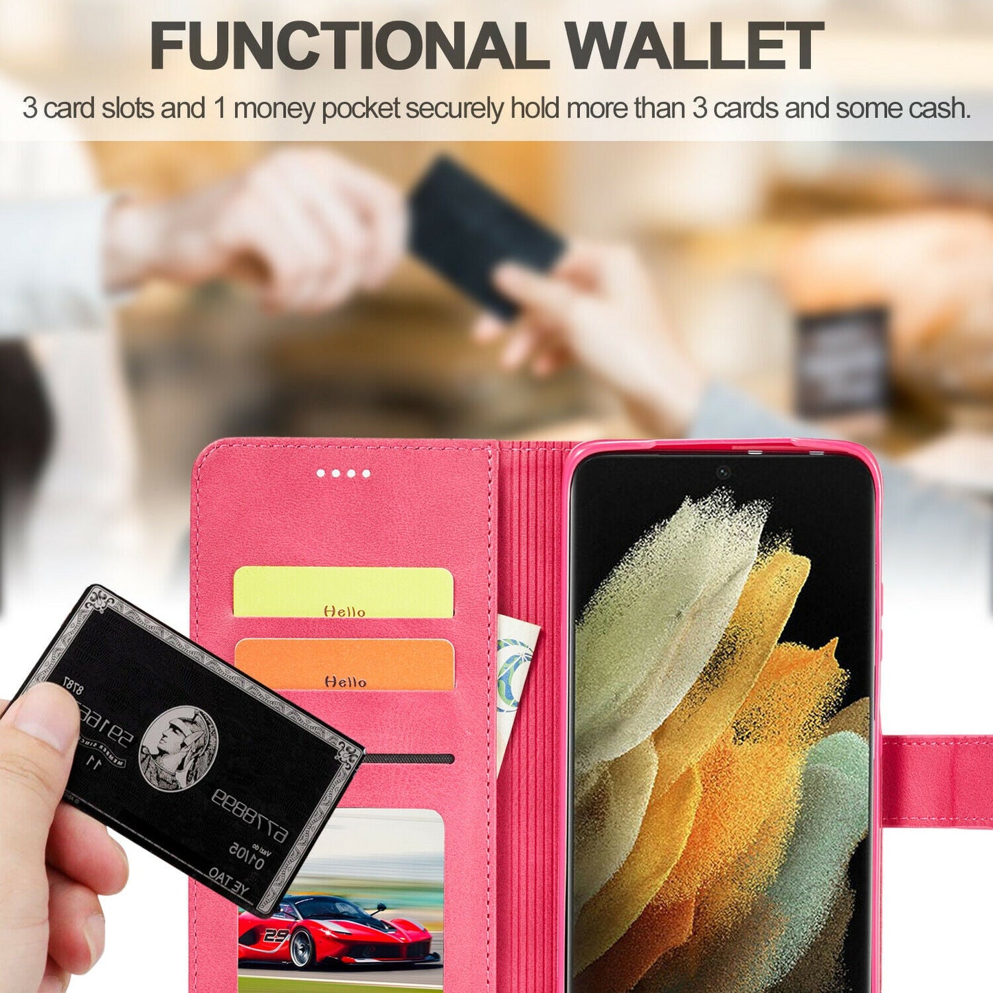 Men's Leather Magnetic Wallet Case for Samsung Galaxy S21 - carolay.co