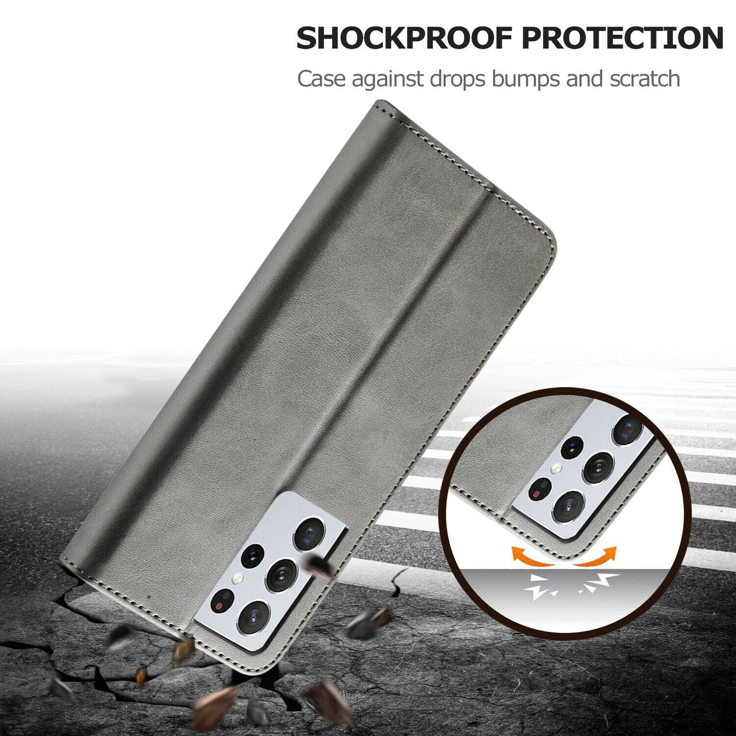 Men's Leather Magnetic Wallet Case for Samsung Galaxy S21 - carolay.co