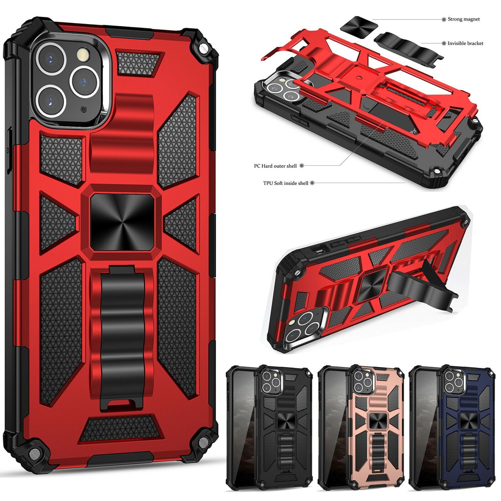 Military Armor Case Magnetic Ring Holder Cover For iPhone - carolay.co