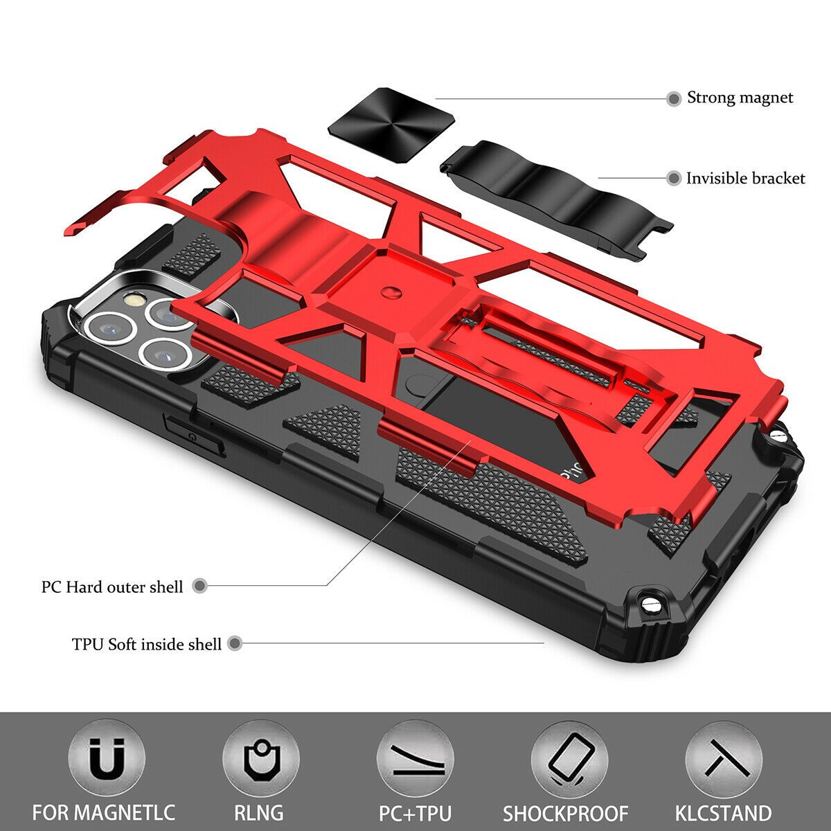 Military Armor Case Magnetic Ring Holder Cover For iPhone - carolay.co