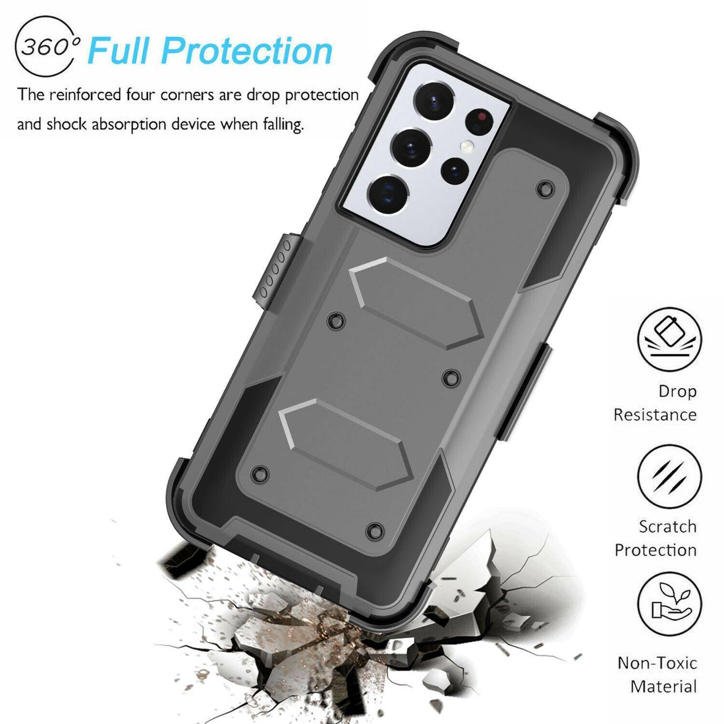 Shockproof Case Belt Clip Holster for Samsung S21 Ultra 5G - carolay.co