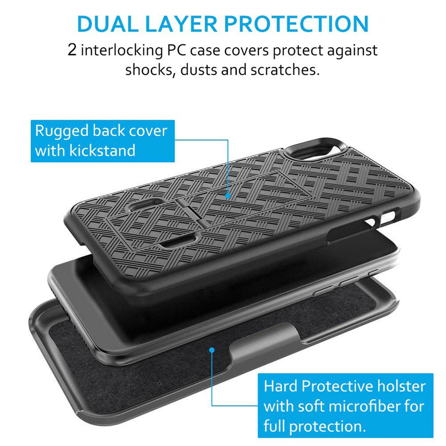 Shockproof Case with Kickstand Belt Clip Holster for iPhone - carolay.co