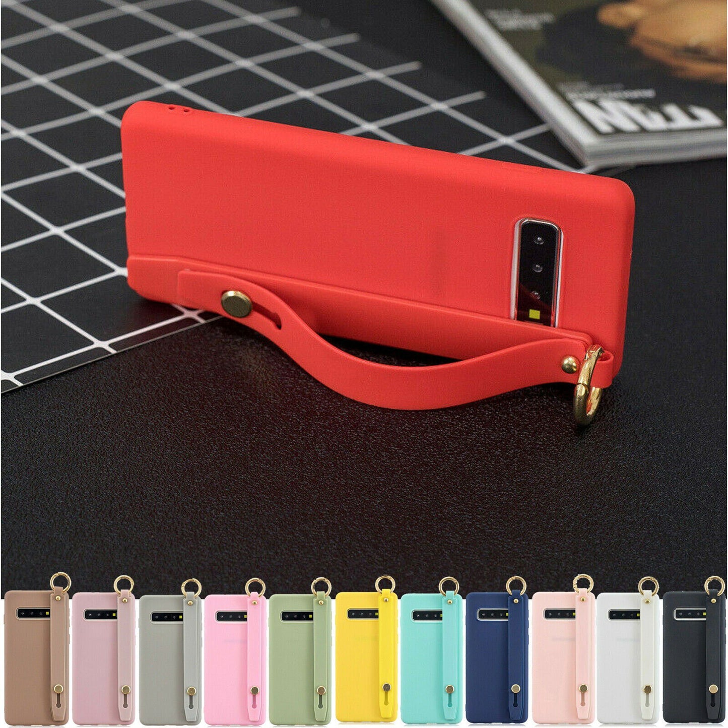 Silicone Soft Stand Cover+Wrist Strap For Samsung Galaxy - carolay.co