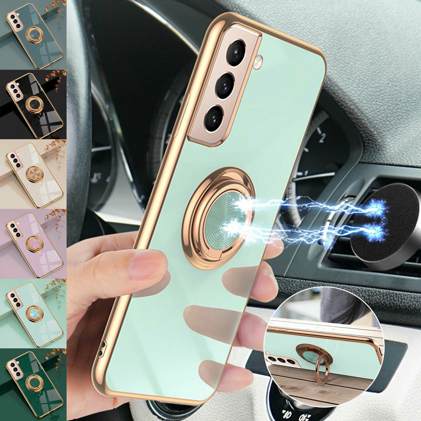 Slim Plating Ring Holder Stand Case for Samsung Galaxy - carolay.co