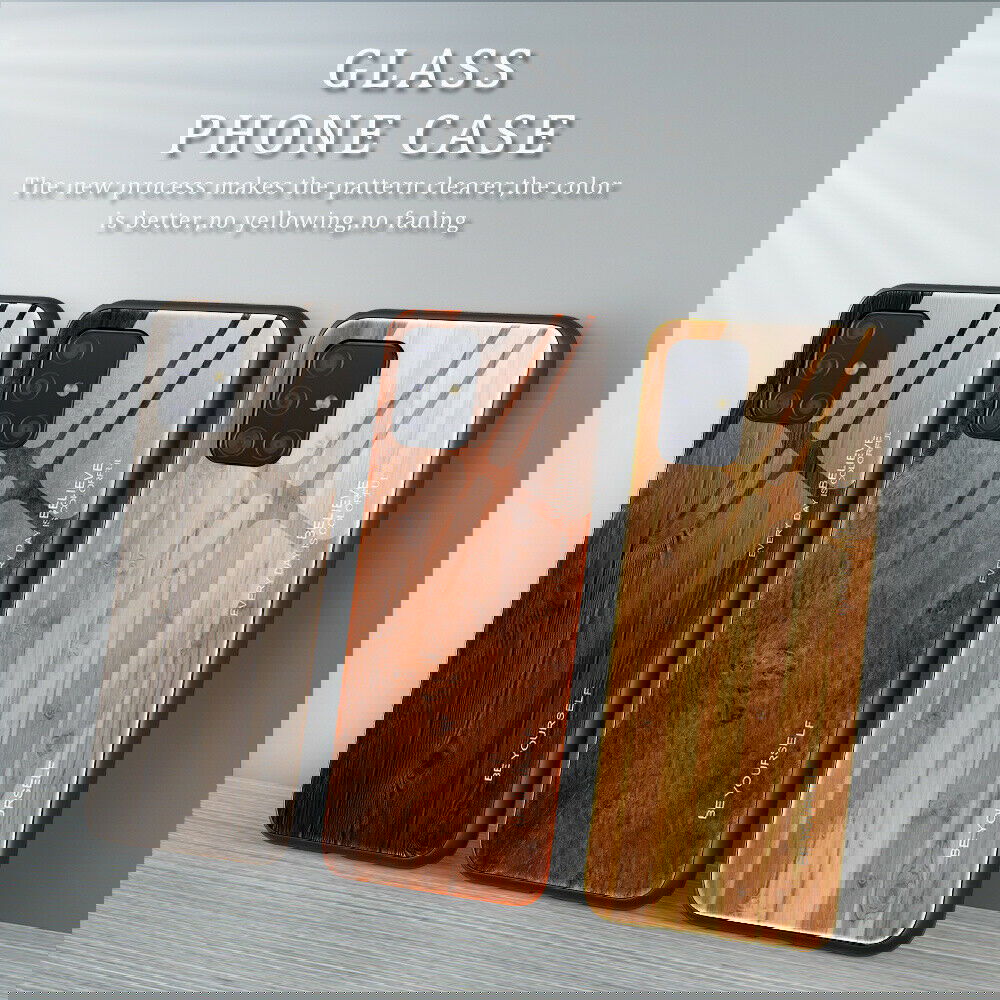 Slim Wood Pattern Tempered Glass Case For Samsung - carolay.co