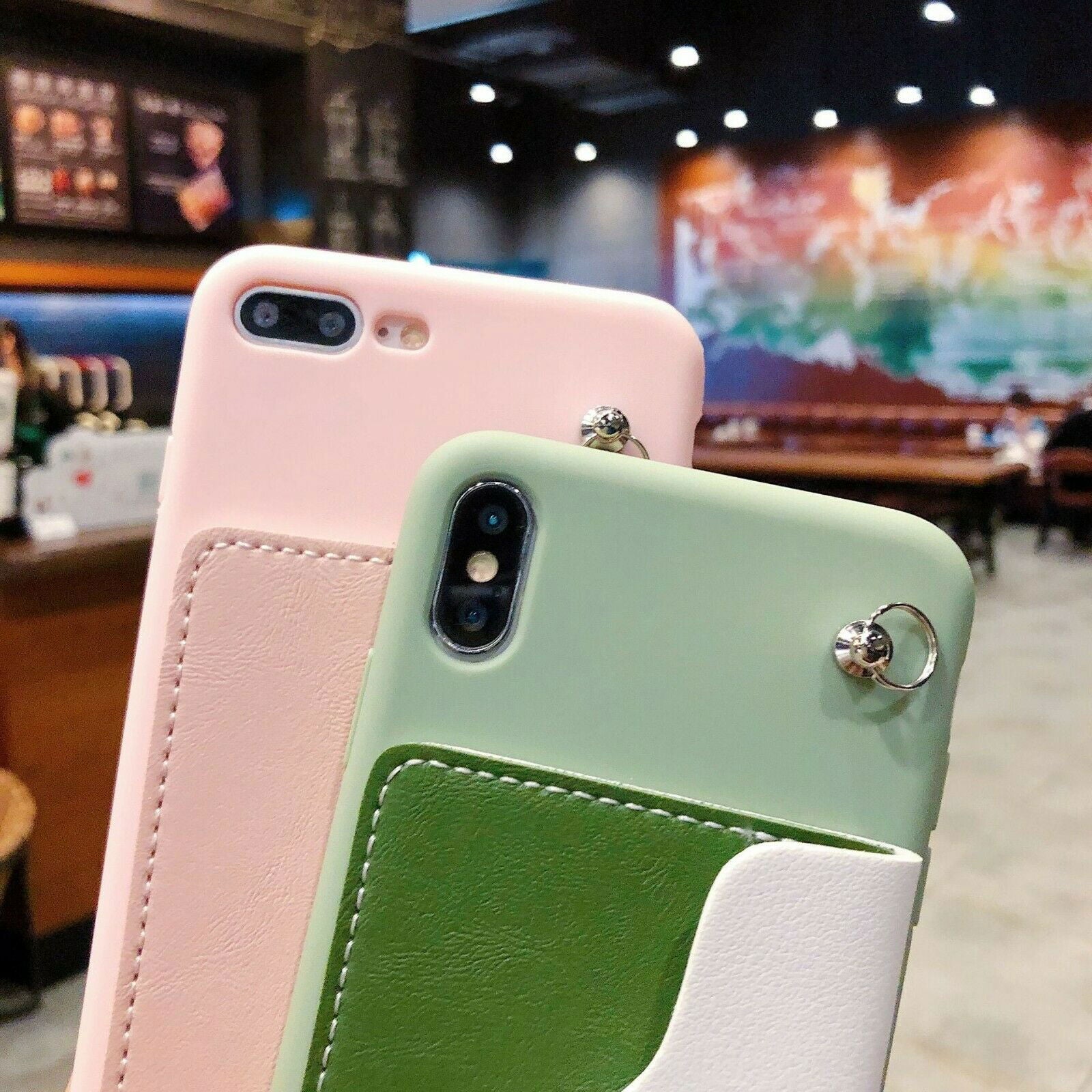 Stylish Wallet Cards Holder Bracket Lanyard Silicone Case For iPhone - carolay.co
