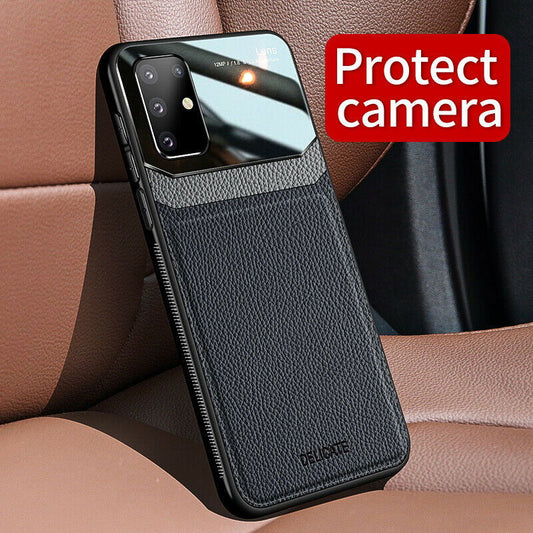 Ultra Rubber Leather Glass Back Case For Samsung Galaxy - carolay.co