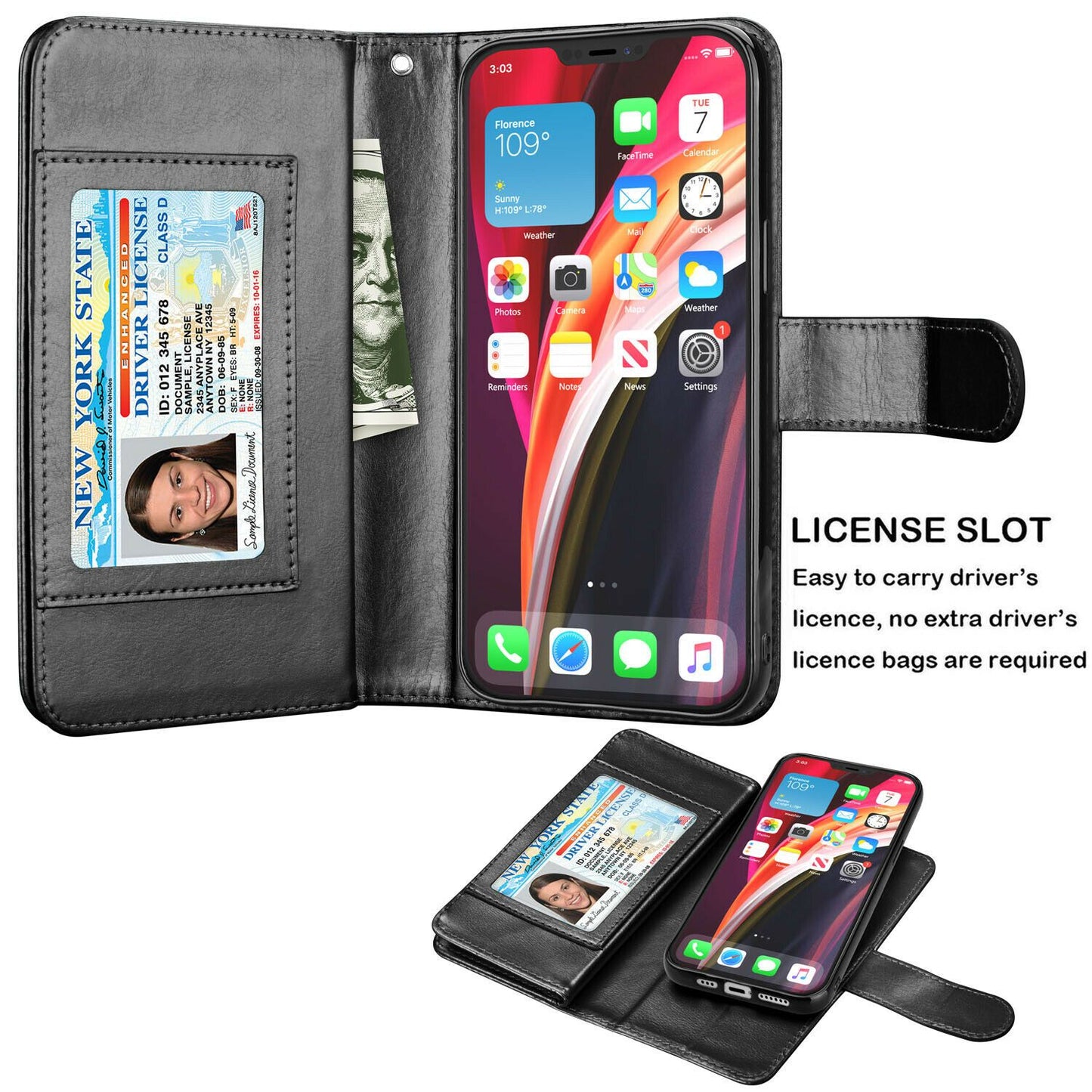 Wallet Case Flip Leather Card Stand Cover For iPhone - carolay.co