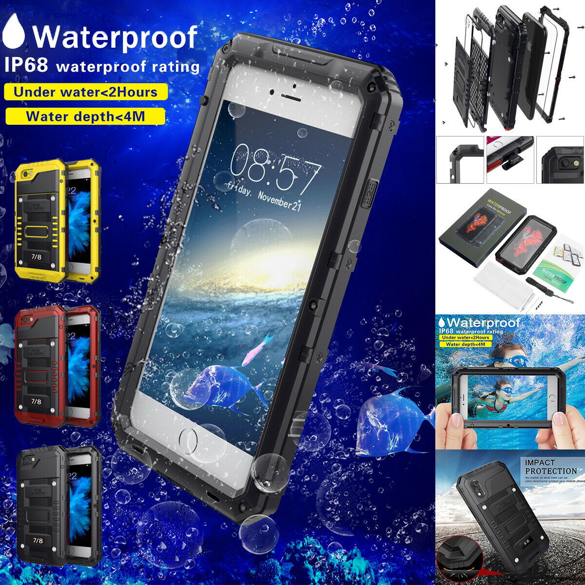 Waterproof Shockproof Case Aluminum Metal Hard For iPhone - carolay.co