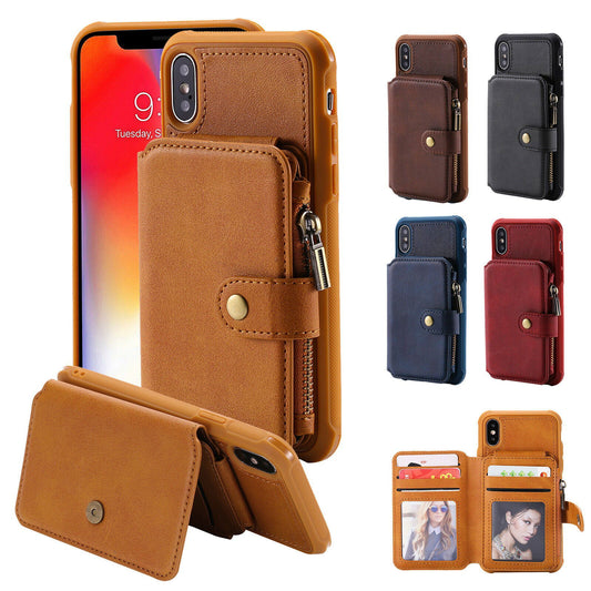 Zipper Multifunction Wallet Card Slot Leather Stand Case For iPhone - carolay.co