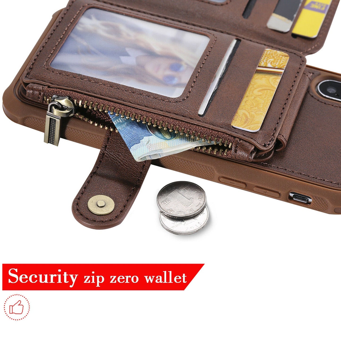 Zipper Multifunction Wallet Card Slot Leather Stand Case For iPhone - carolay.co
