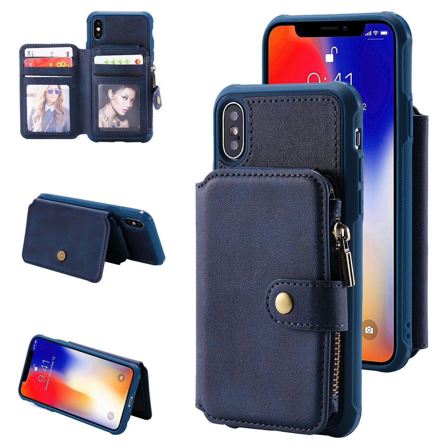 Zipper Multifunction Wallet Card Slot Leather Stand Case For iPhone - carolay.co