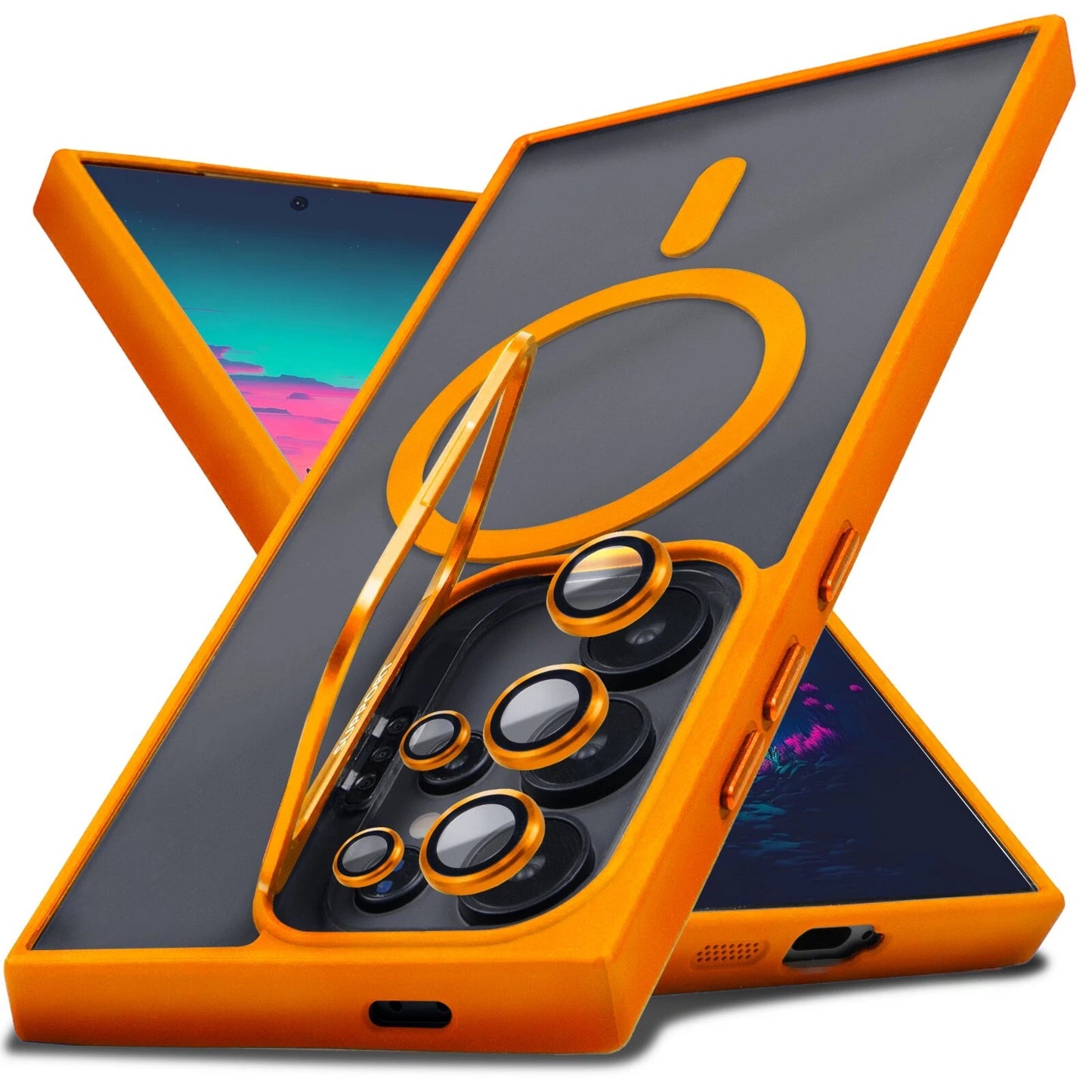 For Samsung Galaxy S25 Ultra S24 S23 S22 Kickstand Mag Safe Case+Lens Protector