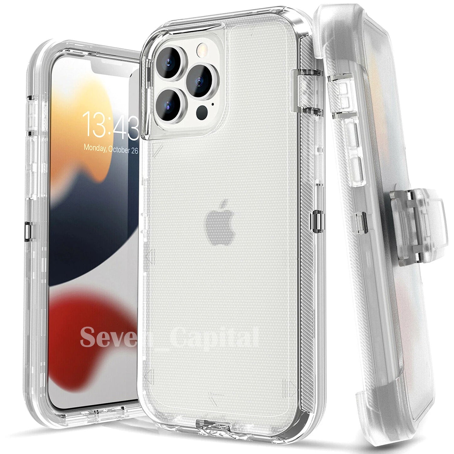 For iPhone 17 Air 16 15 14 Plus 13 12 11 Pro Max Shockproof Heavy Duty Case Clip