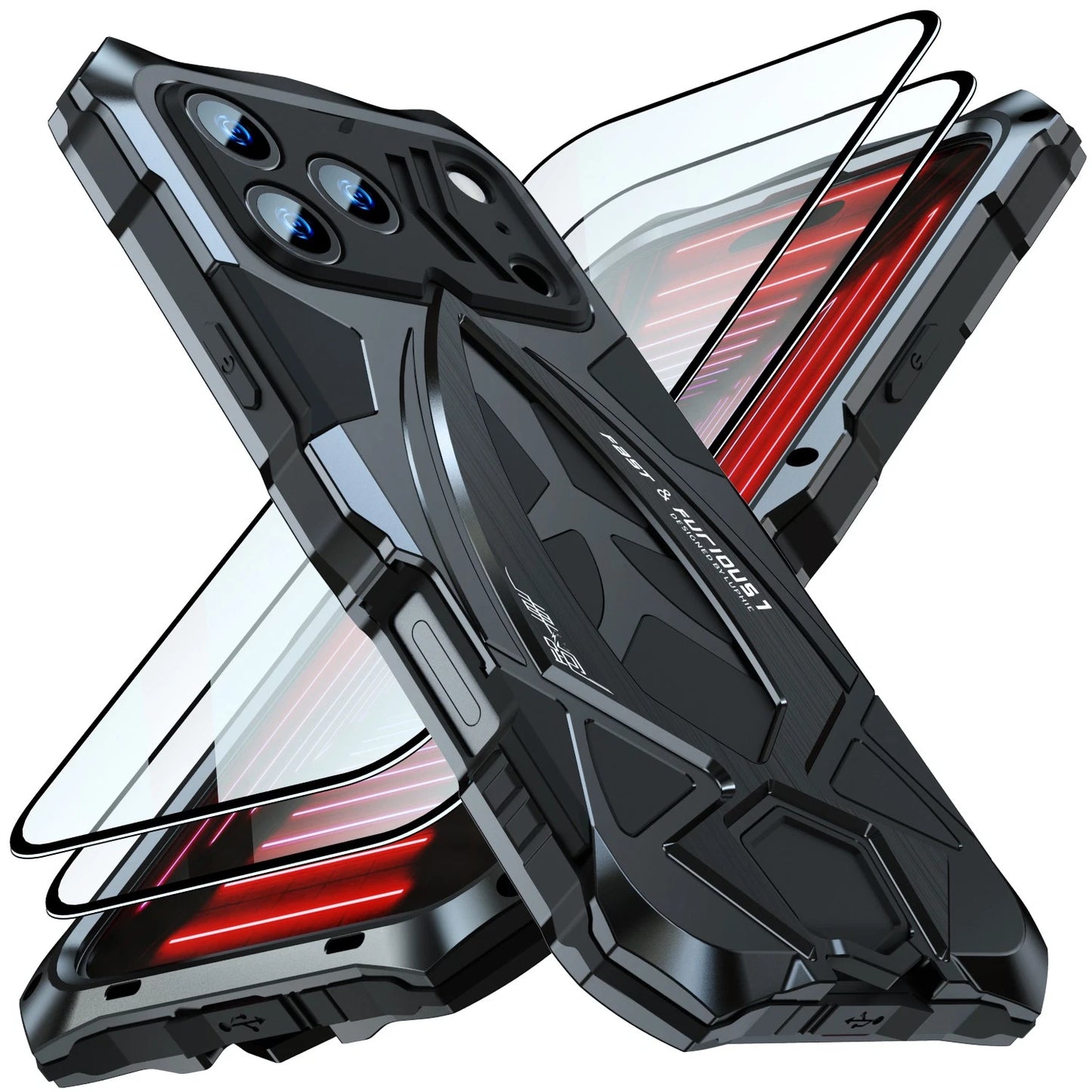 iPhone 17 Pro Max Shockproof Armor Metal Case - Heavy Duty Full Body Rugged Protective Cover