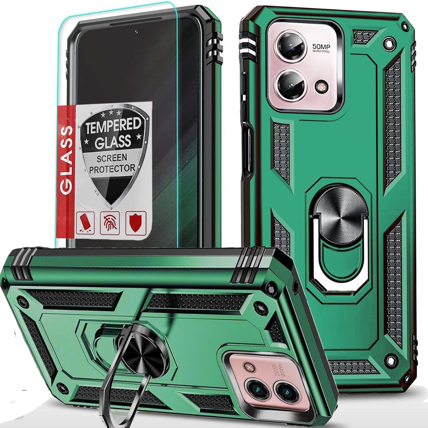 Motorola Moto G 2025 Case - Heavy Duty Shockproof Cover with Tempered Glass Screen Protector for Moto G 5G