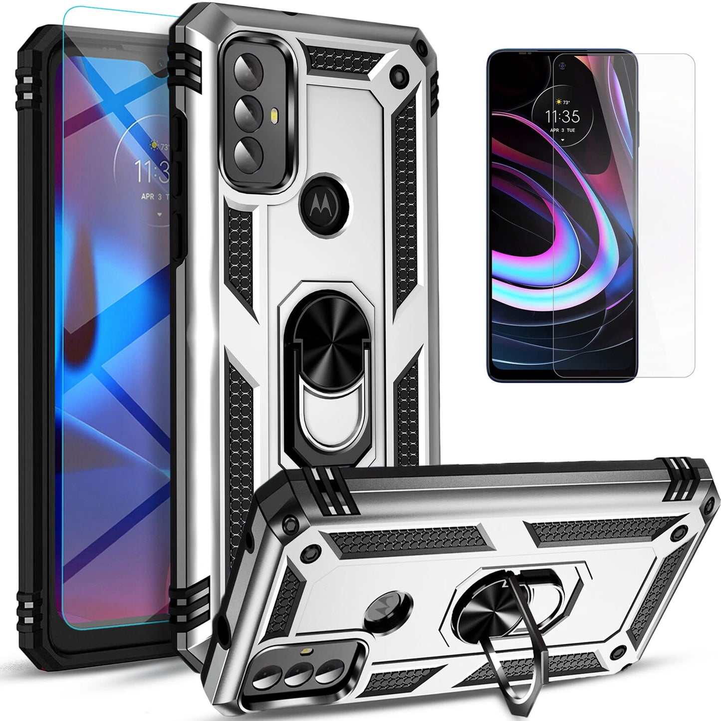 Motorola Moto G Play 2024 Case and 2023 Phone Cover - Shockproof Armor with Tempered Glass