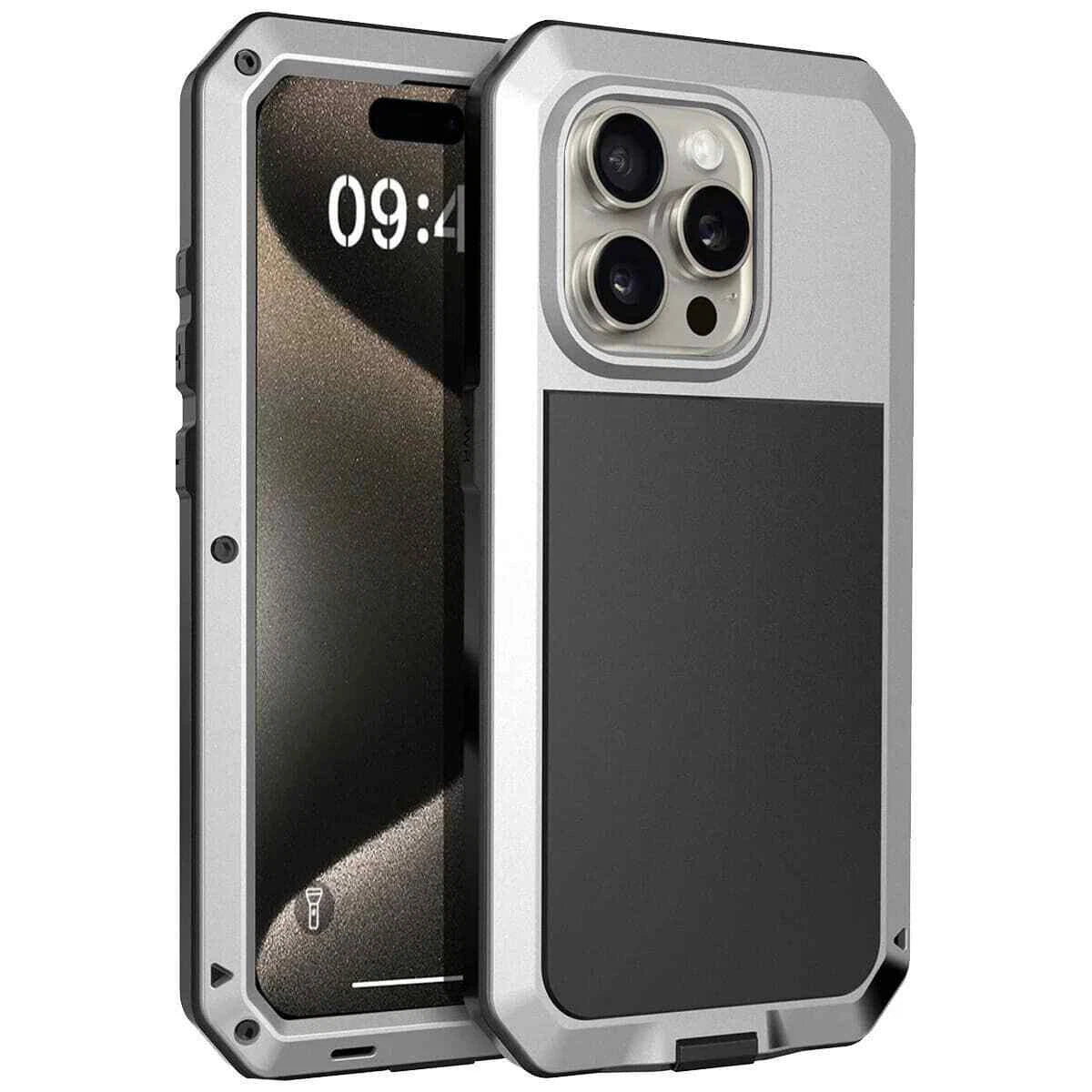 Heavy Duty Protection Armor Metal Case for iPhone 16e 16 15 14 13 12 11 Pro Max