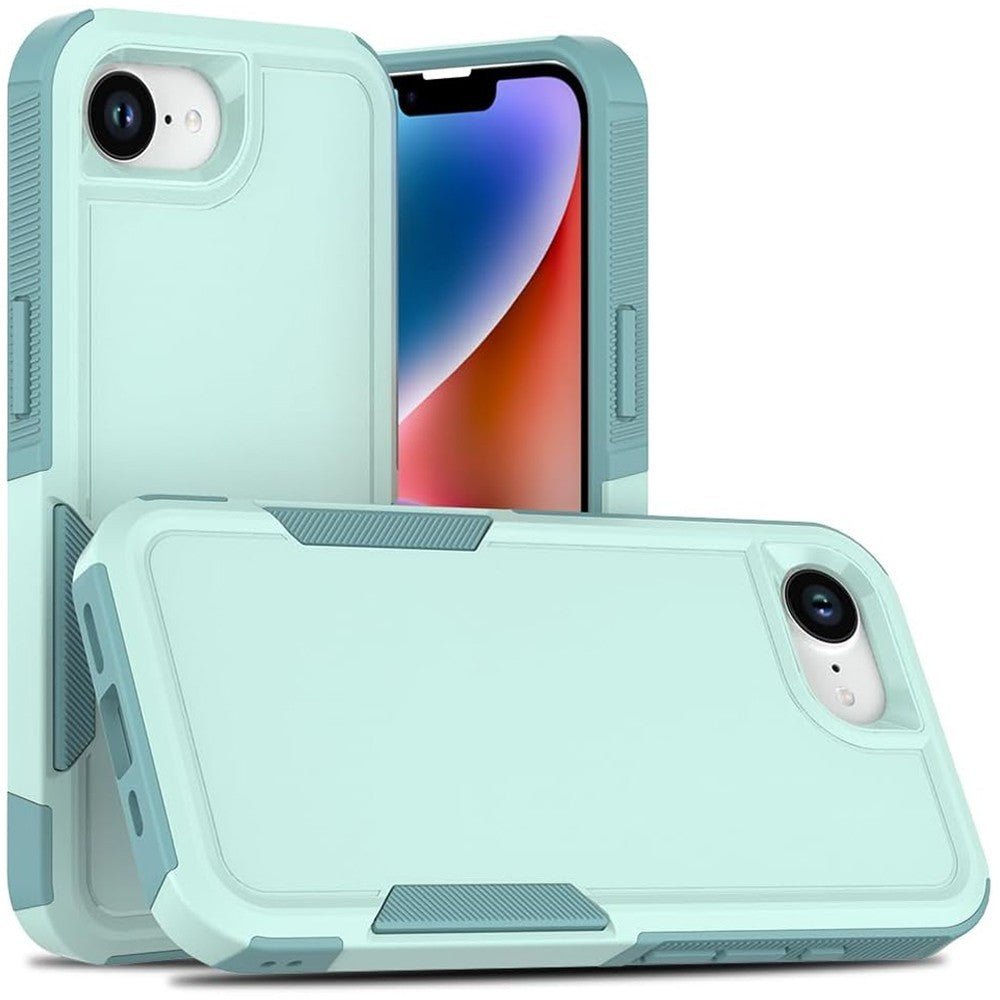 Apple iPhone 16e Heavy Duty Rugged Case - Dual Layer Shockproof Cover with Tempered Glass Protector