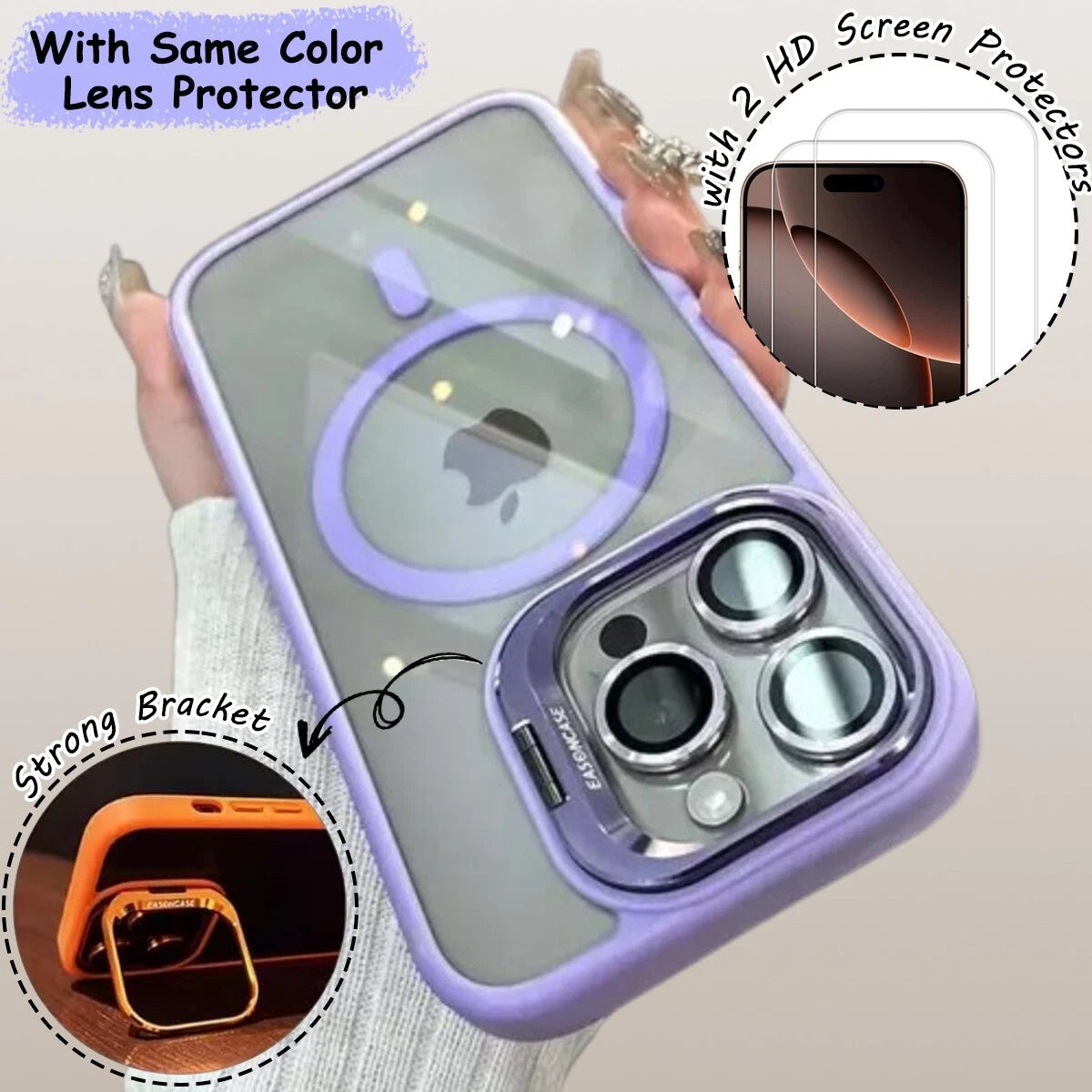 For iPhone 17 16 15 14 13 12 Pro Max Shockproof Mag Case + Lens Screen Protector