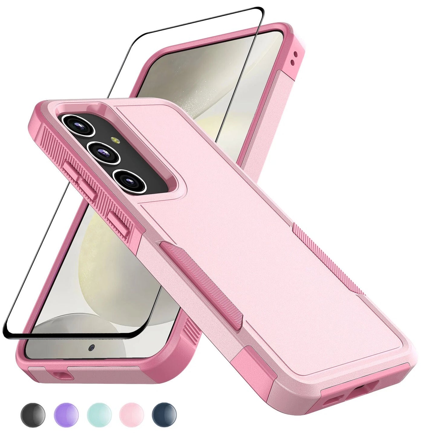 Samsung Galaxy S25, S25 Plus, S25 Ultra Shockproof Case and 9H Tempered Glass Screen Protector Bundle