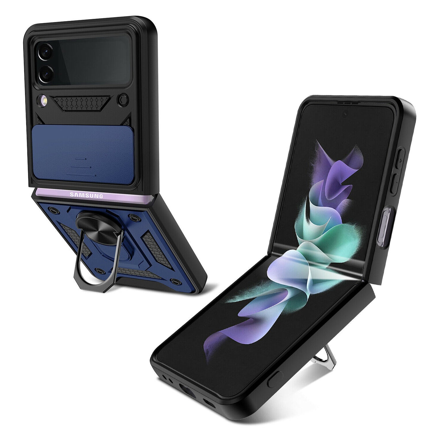 Hybrid Armor Ring Stand Case Samsung Z Flip 3 5G