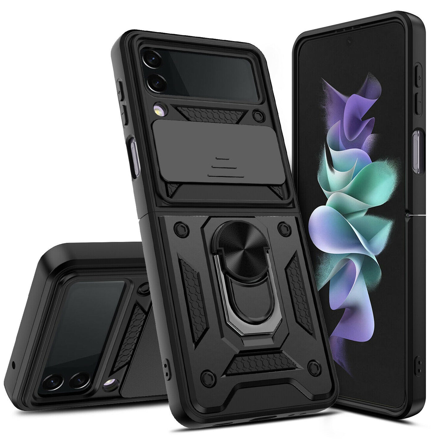 Hybrid Armor Ring Stand Case Samsung Z Flip 3 5G