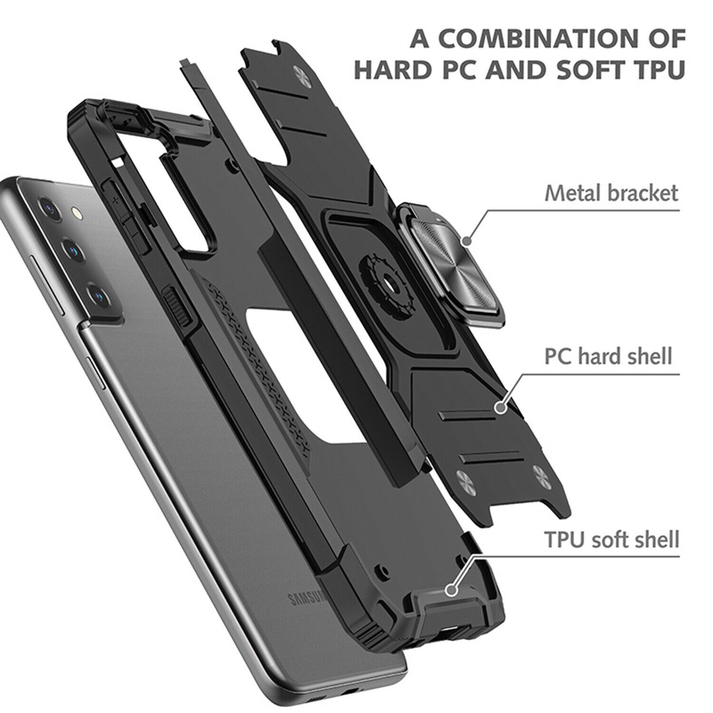 Case Shockproof Magnetic Ring for Samsung Galaxy S21/Ultra/Plus - carolay.co