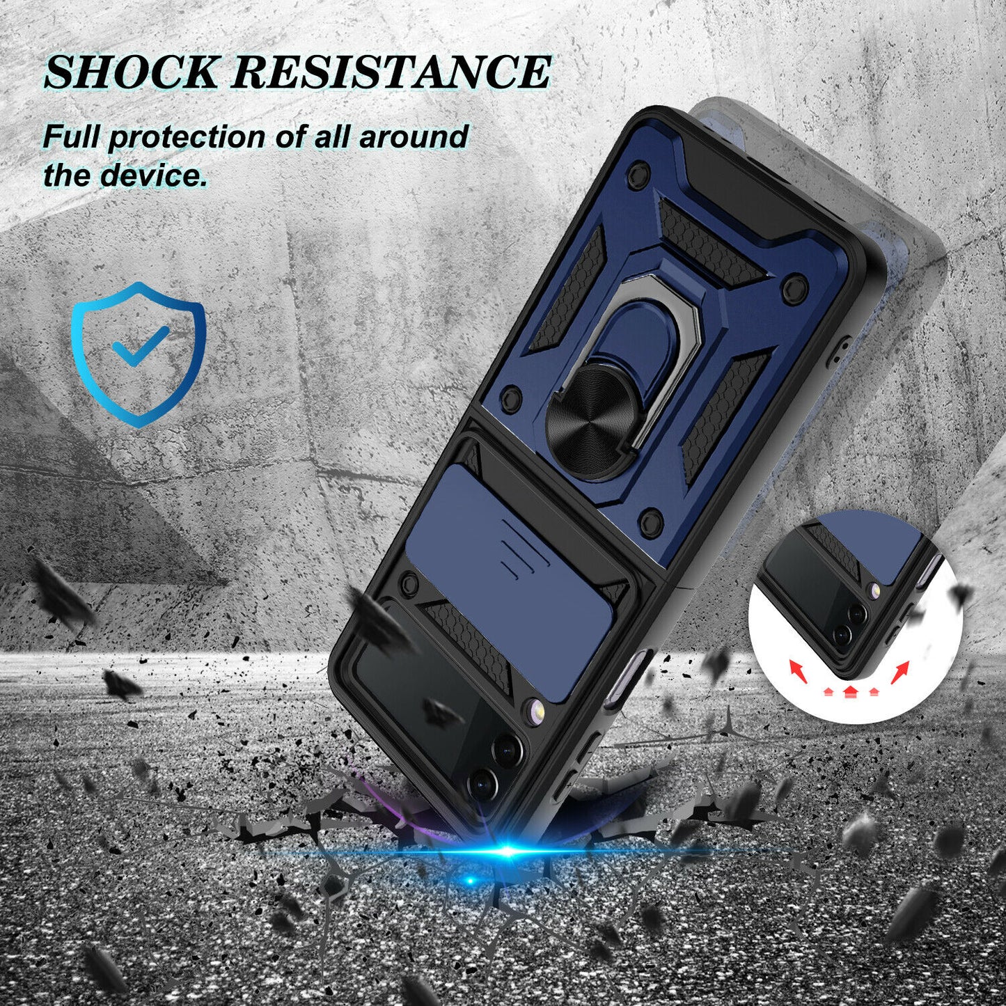 Hybrid Armor Ring Stand Case Samsung Z Flip 3 5G