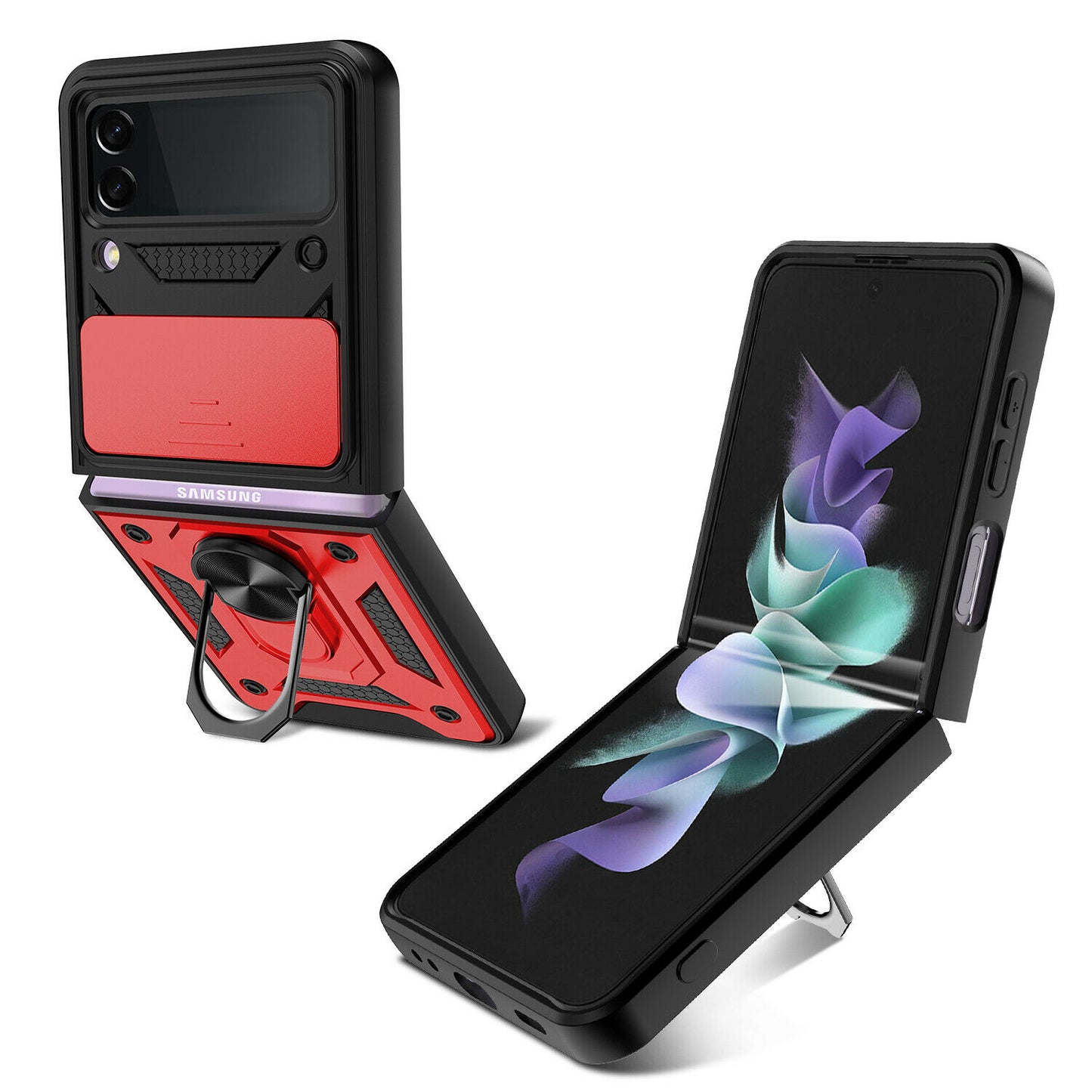 Hybrid Armor Ring Stand Case Samsung Z Flip 3 5G