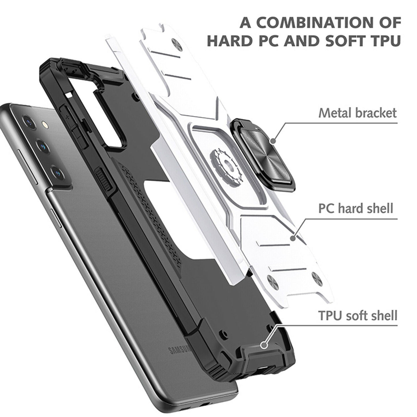 Case Shockproof Magnetic Ring for Samsung Galaxy S21/Ultra/Plus - carolay.co