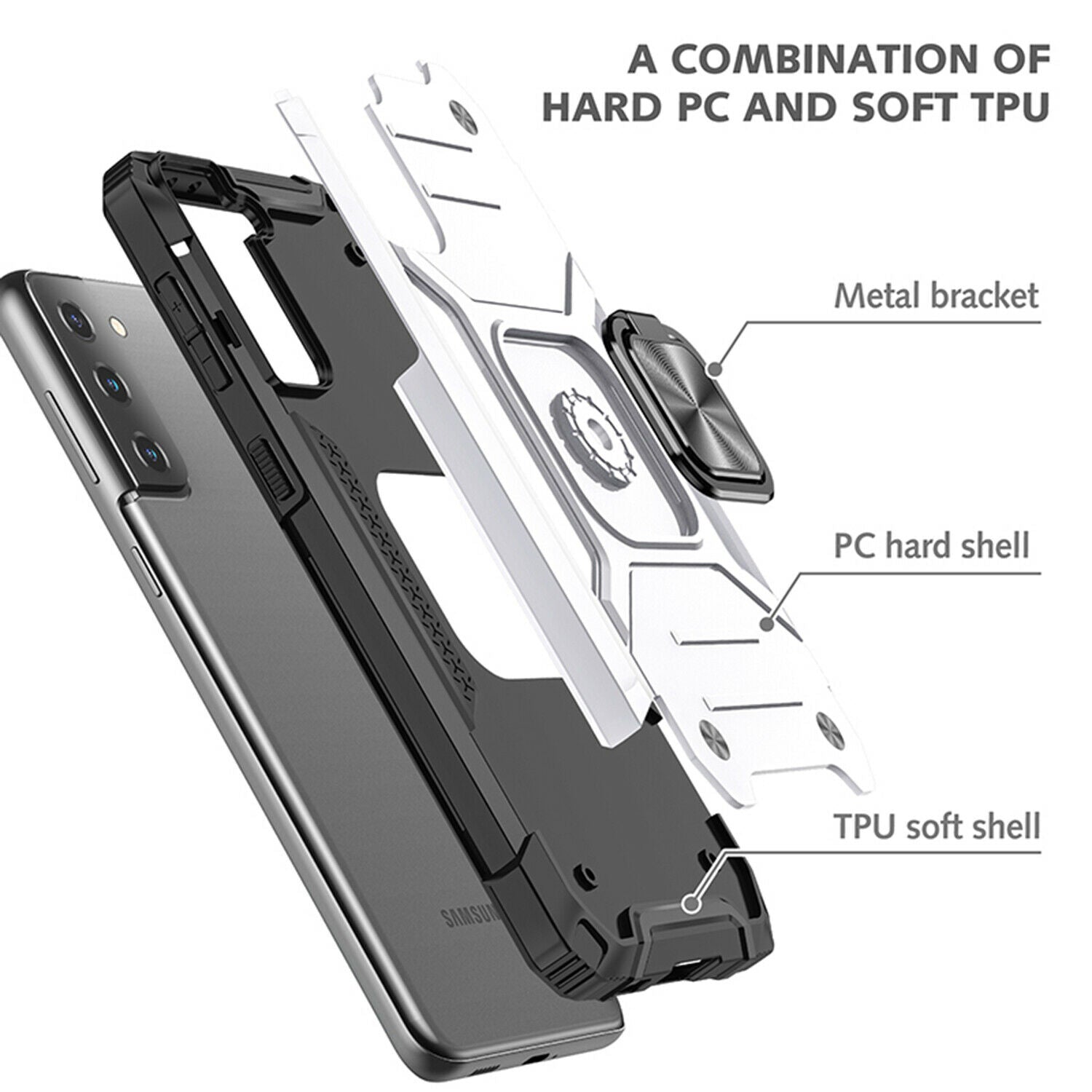 Case Shockproof Magnetic Ring for Samsung Galaxy S21/Ultra/Plus - carolay.co