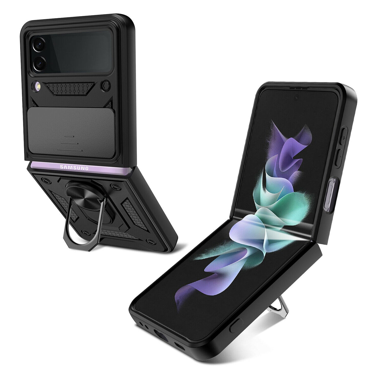 Hybrid Armor Ring Stand Case Samsung Z Flip 3 5G