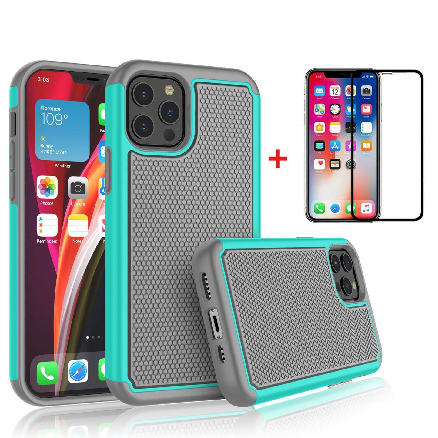 Case Hybrid Hard Cover with Screen Protector For iPhone - carolay.co