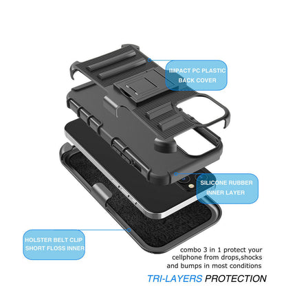 Armor Case with Kickstand Belt Clip Cover for iPhone 12 - carolay.co