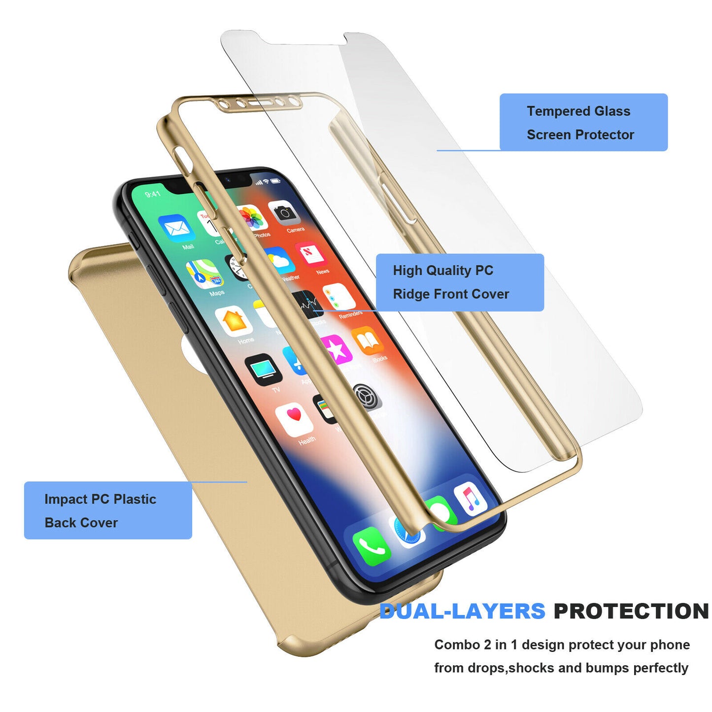 Case Full Body Cover +Tempered Glass For iPhone - carolay.co