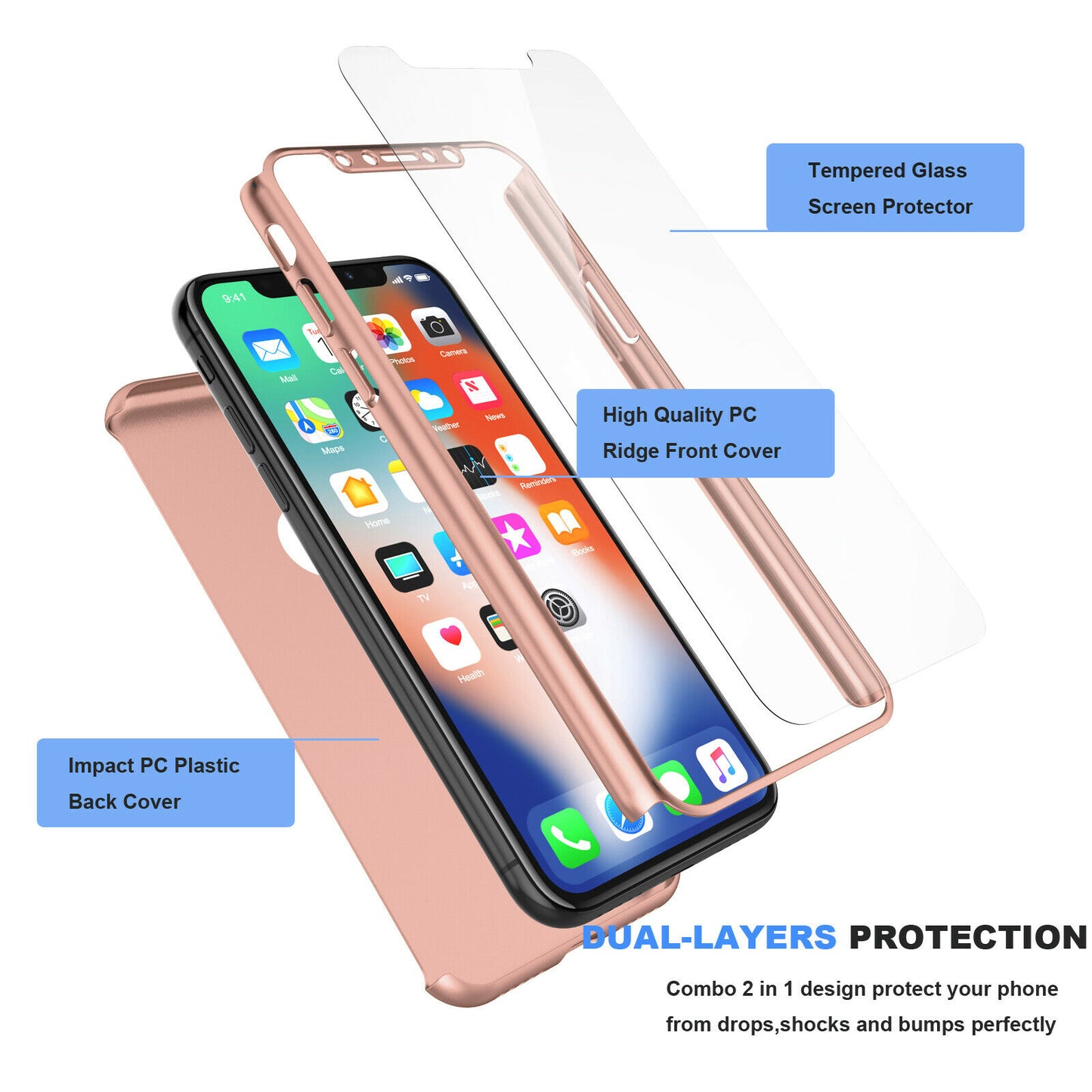 Case Full Body Cover +Tempered Glass For iPhone - carolay.co