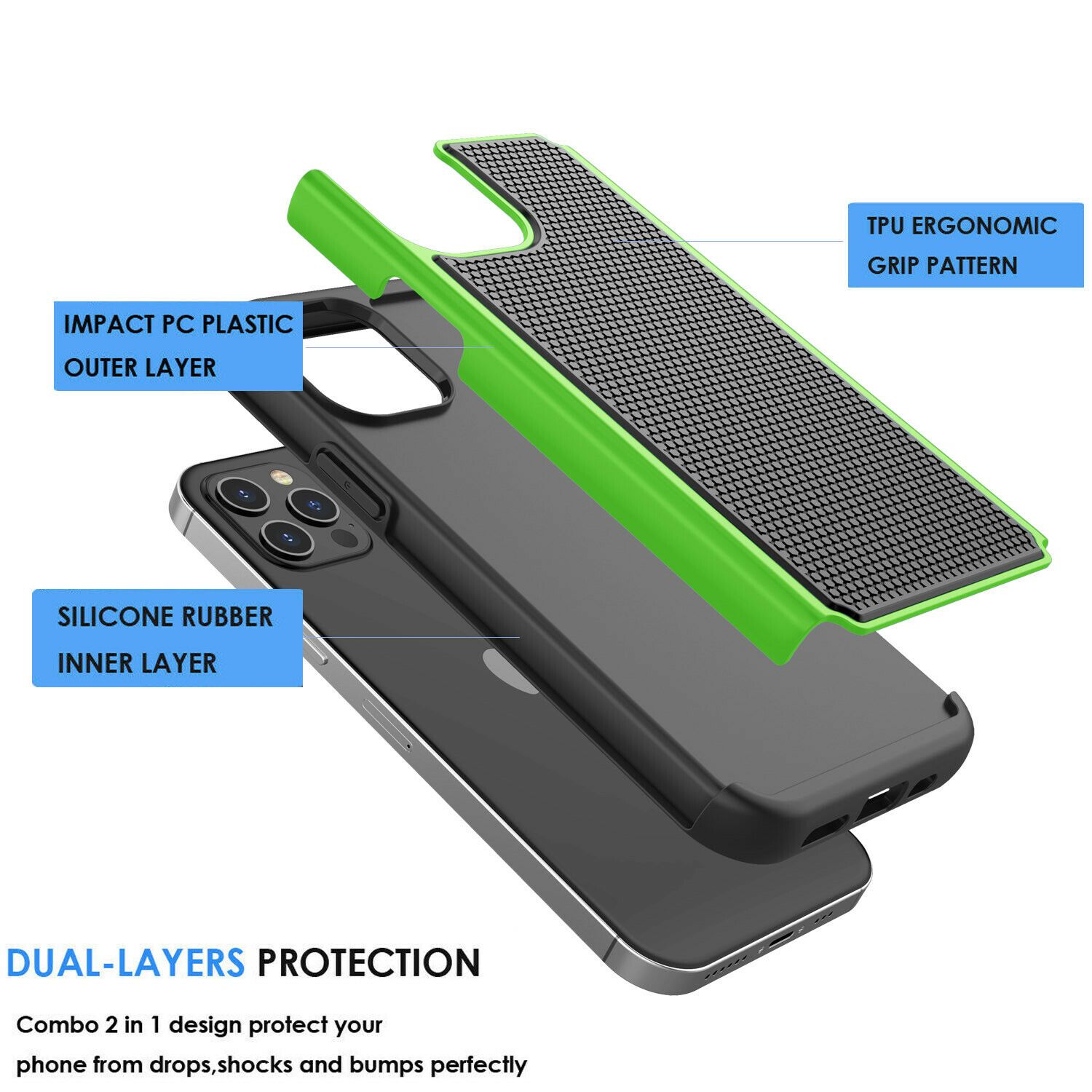 Case Hybrid Hard Cover with Screen Protector For iPhone - carolay.co