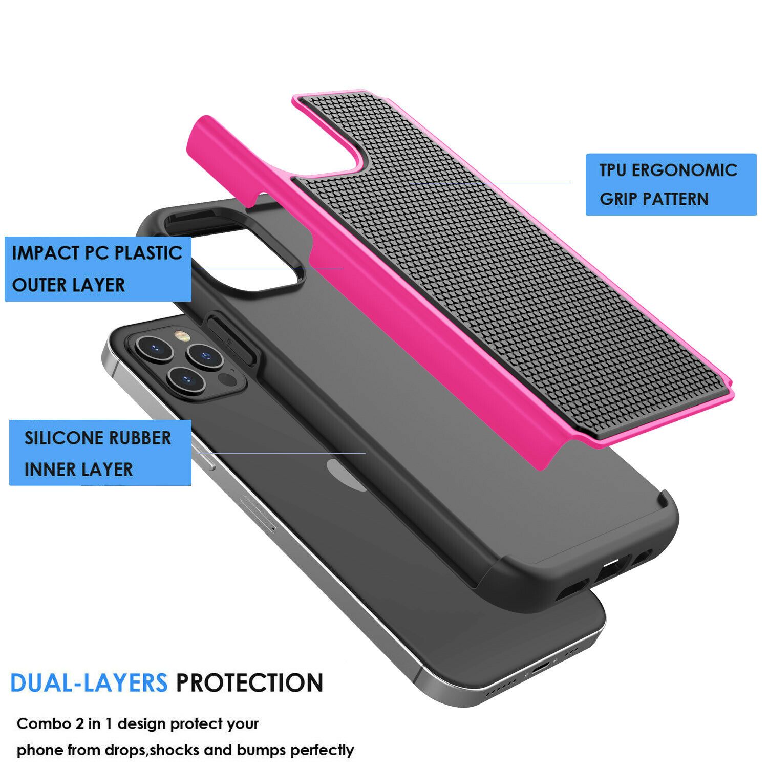 Case Hybrid Hard Cover with Screen Protector For iPhone - carolay.co
