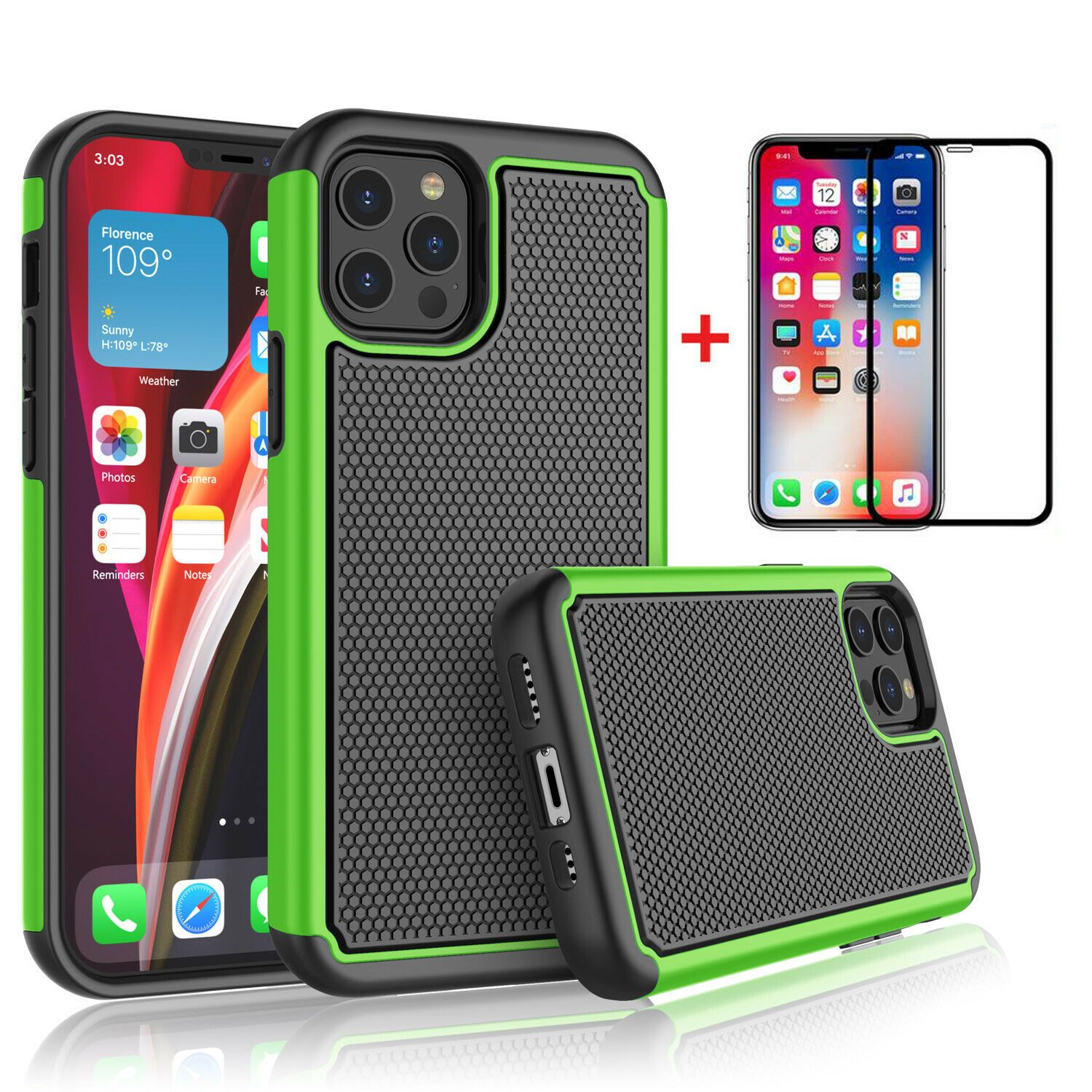 Case Hybrid Hard Cover with Screen Protector For iPhone - carolay.co