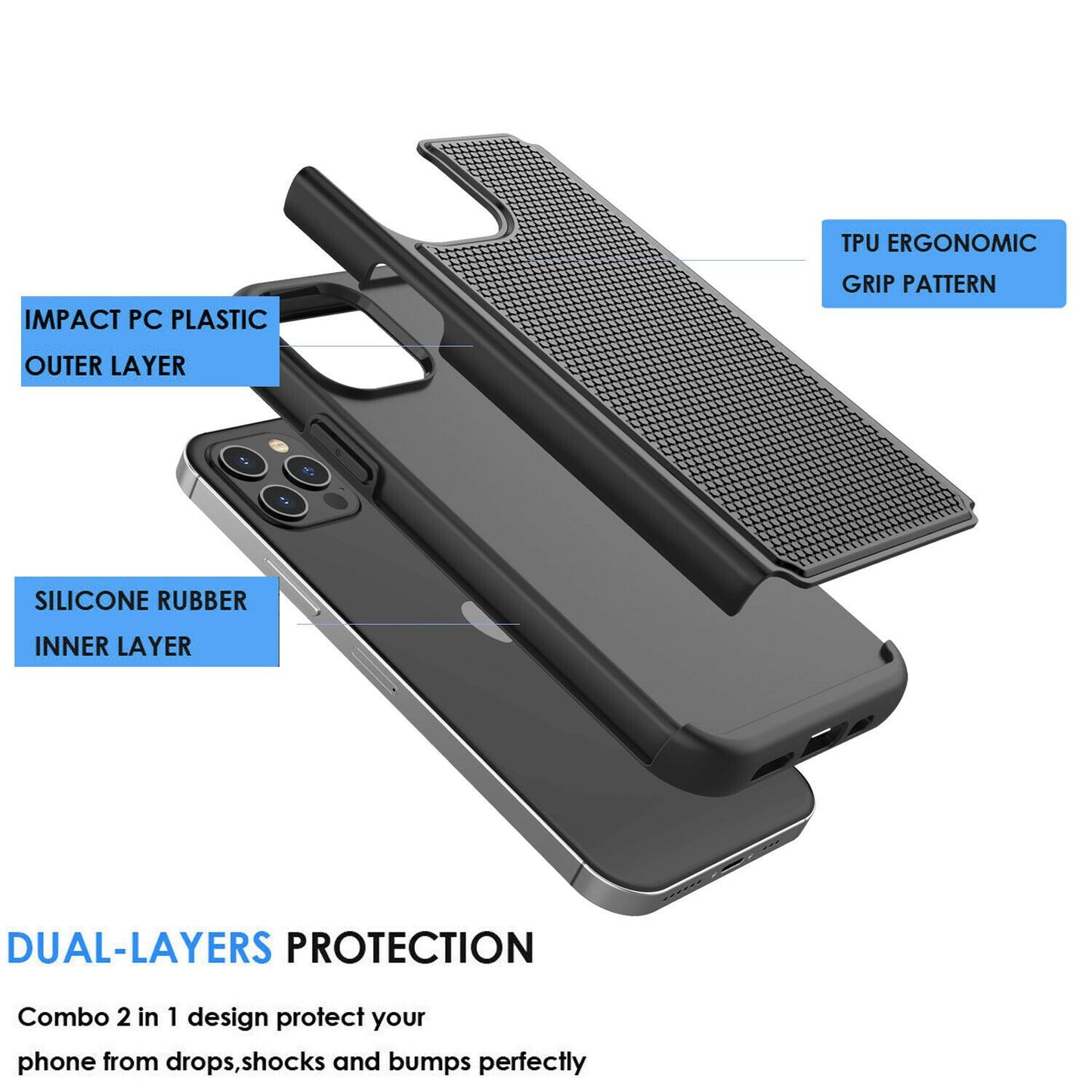 Case Hybrid Hard Cover with Screen Protector For iPhone - carolay.co