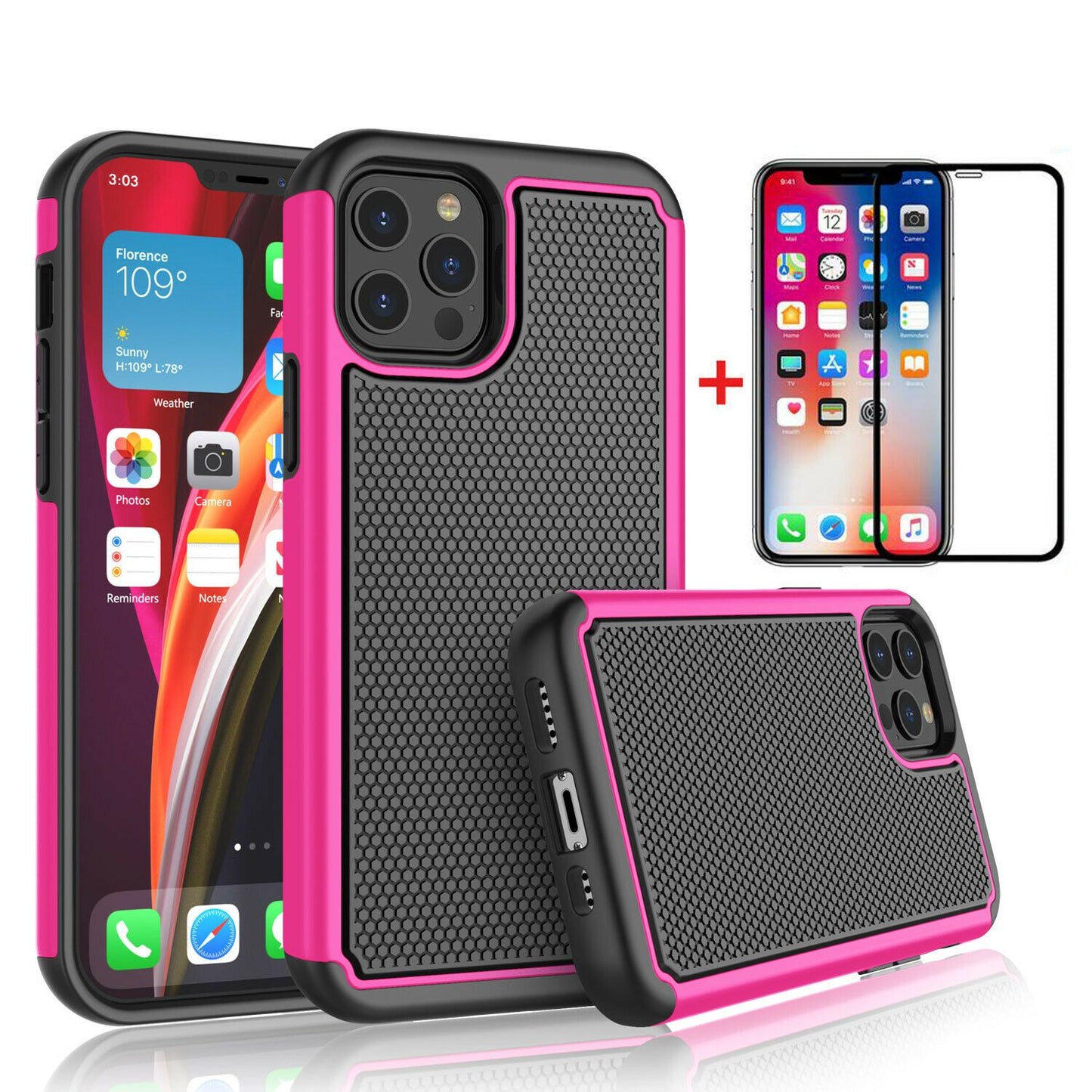 Case Hybrid Hard Cover with Screen Protector For iPhone - carolay.co